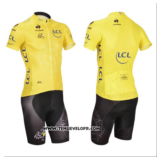 2014 Maillot Ciclismo Tour DE France Jaune Manches Courtes et Cuissard
